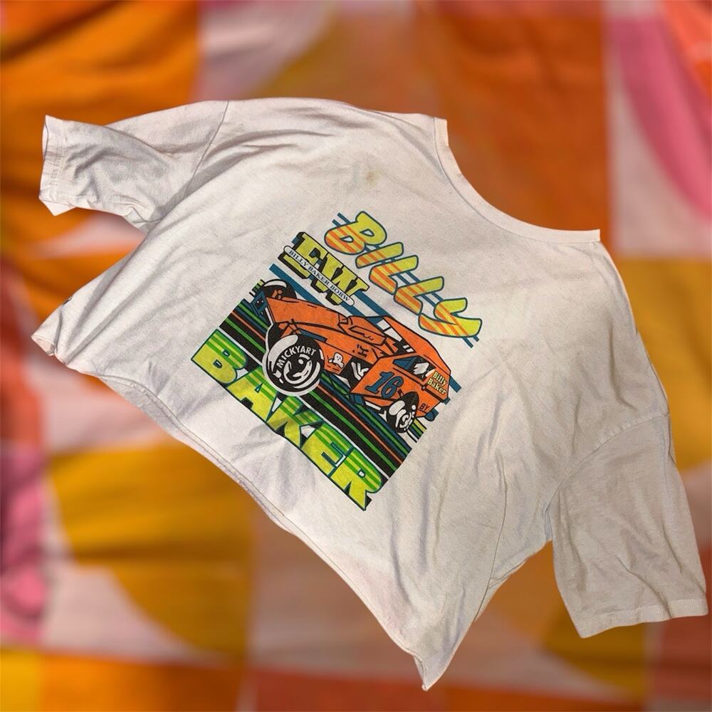 Vintage Billy Baker Racing Shirt Sprint Car Race Single Stitch Boxy Cropped